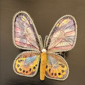 vintage Bavarian Princess handmade spun wire butterfly brooch